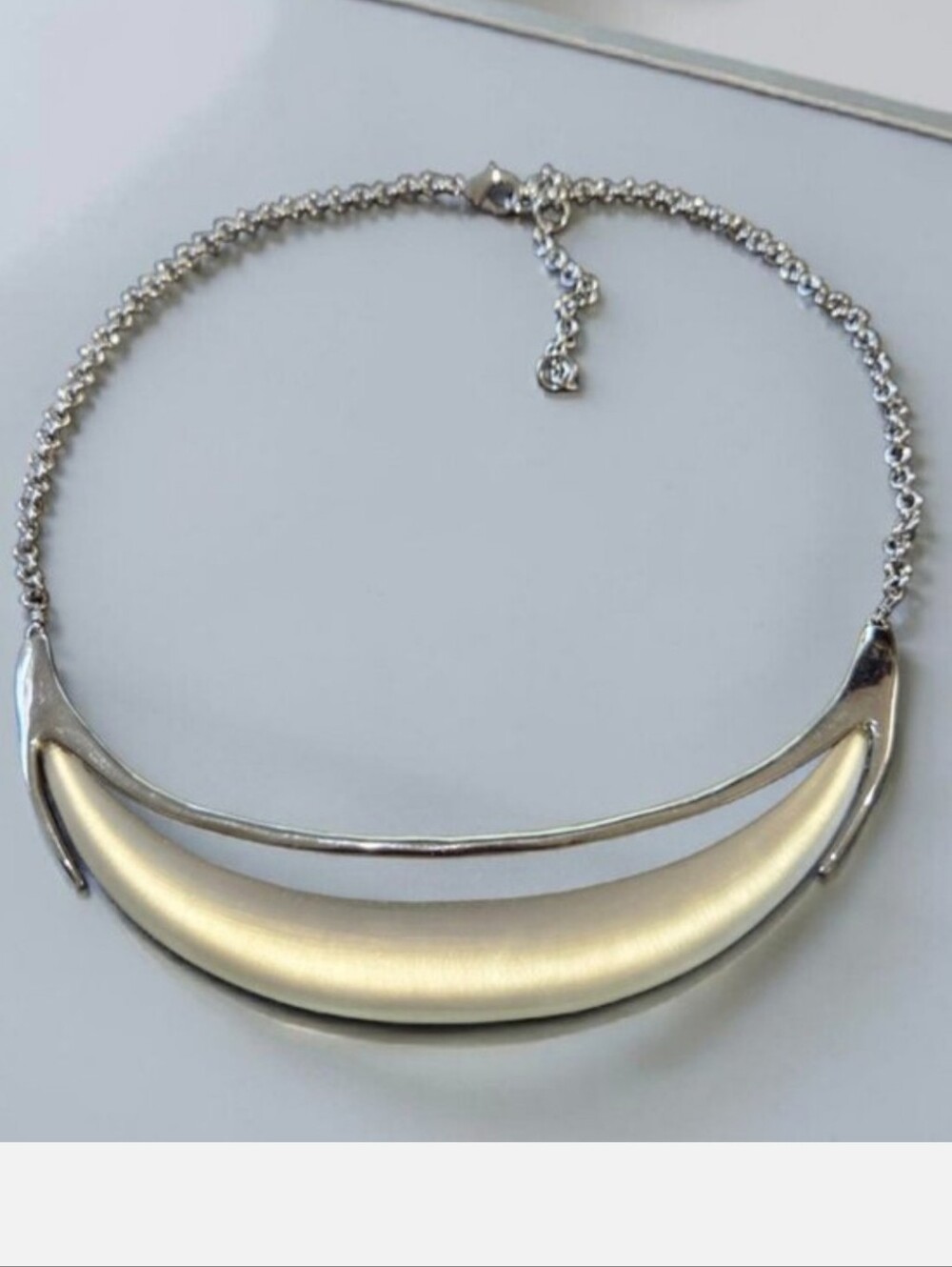 Classic Alexis Bittar Silver Tone Carved Lucite Necklace